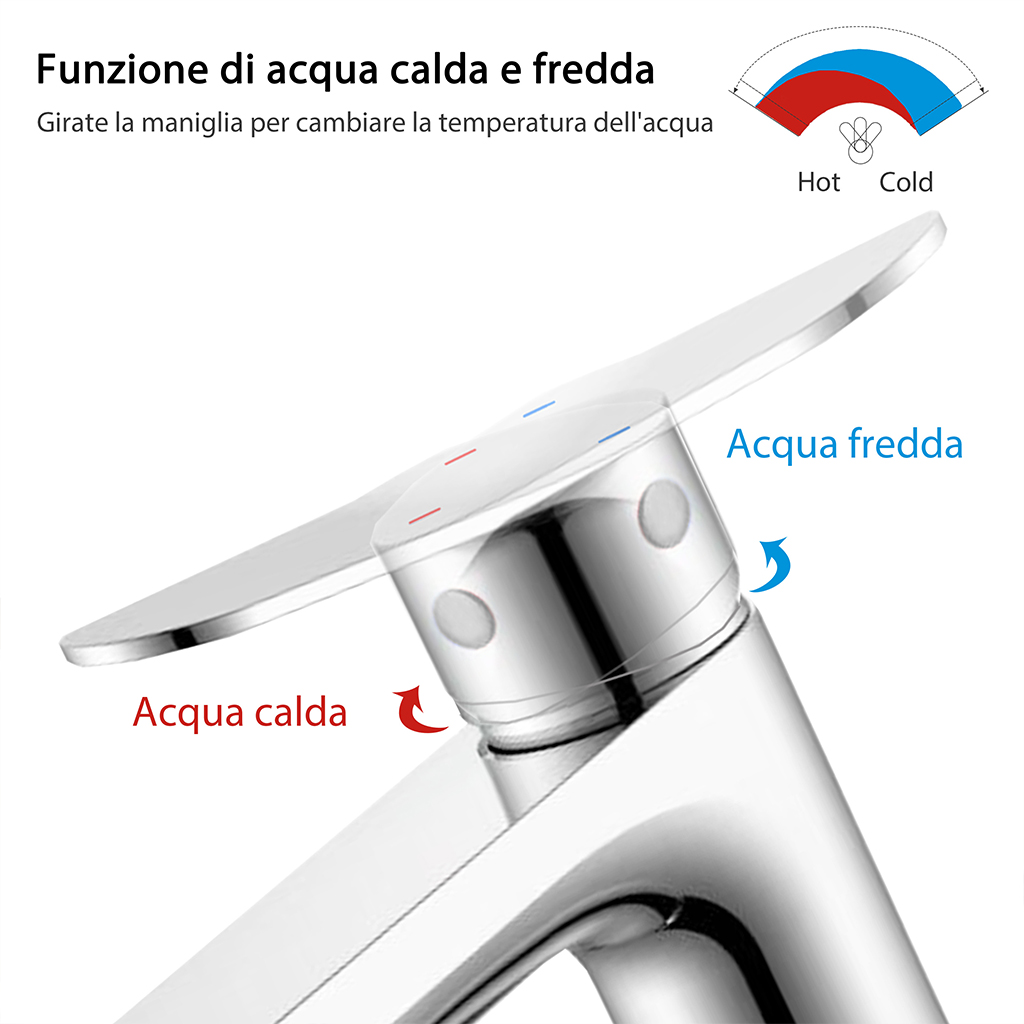 Maniglia Rubinetto Bagno In Lega Di Zinco - Cromata, 50mm | Per Sostituzione, Design Moderno - Foto 10